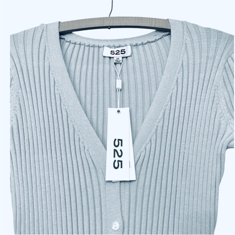 525 America Sky Blue Ribbed Long Sleeve Dress - Picture 4 of 11